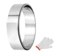 sourcing map 304 Stainless Steel Foil Roll, 0.2mm x 10mm x 2.4m Metal Strip Plate Sheet Stainless Steel Flashing Roll with Gloves for Crafts DIY Roofs Panels Electronic Window, Silver