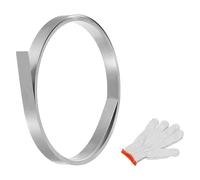 sourcing map 304 Stainless Steel Foil Roll, 0.5mm x 10mm x 2.4m Metal Strip Plate Sheet Stainless Steel Flashing Roll with Gloves for Crafts DIY Roofs Panels Electronic Window, Silver