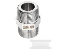 sourcing map 304 Stainless Steel Hex Nipple 1" NPT Male x 1" NPT Male Straight Thread Pipe Fitting Extension Pipe Fittings Connector Adapter for Water Oil Gas Tub