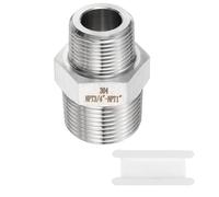sourcing map 304 Stainless Steel Hex Nipple 3/4" NPT Male x 1" NPT Male Straight Thread Pipe Fitting Extension Pipe Fittings Connector Adapter for Water Oil Gas Tub