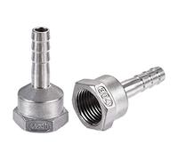 sourcing map 304 Stainless Steel Hose Barb Fitting Coupler, 10mm Barb x G1/2 Female Thread Pipe Adapter