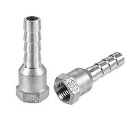 sourcing map 304 Stainless Steel Hose Barb Fitting Coupler, 10mm Barb x G1/4 Female Thread Pipe Adapter