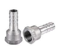 sourcing map 304 Stainless Steel Hose Barb Fitting Coupler, 15mm Barb x G1/2 Female Thread Pipe Adapter, 2Pcs