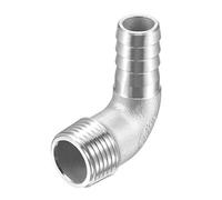 sourcing map 304 Stainless Steel Hose Barb Fitting Elbow, 15mm Barbed x G1/2 Male Pipe Connector Adapter for Water Fuel Air