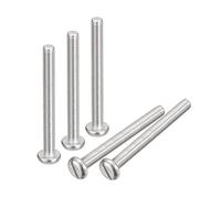 sourcing map 304 Stainless Steel Machine Screws, 10pcs M5x50mm Slotted Drive Pan Head Screw Bolts
