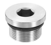 sourcing map 304 Stainless Steel Pipe Plug Fitting M26x1.5 Metric Male Thread Inner Hex Head Cap Hexagonal Head Bung Plugs Fittings with Seal Ring for Air Water Oil Gas Tube