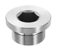sourcing map 304 Stainless Steel Pipe Plug Fitting M30x1.5 Male Thread Inner Hex Head Cap Hexagonal Head Bung Plugs Fittings with Seal Ring for Air Water Oil Gas Tube