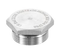 sourcing map 304 Stainless Steel Pipe Plug Fitting M30x1.5 Metric Male Thread Outer Hex Head Cap Hexagonal Head Bung Plugs Fittings with Seal Ring for Air Water Oil Gas Tube