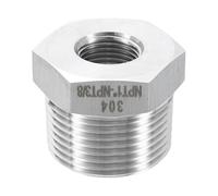 sourcing map 304 Stainless Steel Reducer Bushing 1" NPT Male x 3/8" NPT Female Hex Bushings Pipe Fittings Reducing Cast Pipe Adapter for Air Water Oil Gas Tube