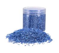 sourcing map 305g Crushed Glass Chips 3-6mm Shiny Electroplating Irregular Broken Sprinkles Chunky Glass for Crafts DIY Resin Art Decoration Vase Filler, Sapphire Blue