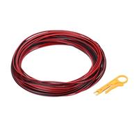 sourcing map 30AWG 2-Conductor Electrical Wire, Tinned Copper 66Ft/20M Long Red Black Flexible Extension Cord 300V Parallel Wire With Wire Stripper for LED RGB Cable, DIY Model