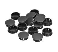 sourcing map 30mm/1.18" Plastic Hole Plugs, 16Pcs Flush Type Panel Round Snap in Fastener Knockout Locking Plugs for Furniture Insert End Caps Panels, Black
