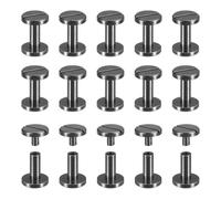 sourcing map 30Pack Brass Chicago Screws, 10x10mm Flat Head Screw Back Binding Post Nail Stud Rivets for DIY Leather Craft Belt Strap, Black