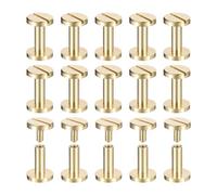sourcing map 30Pack Brass Chicago Screws, 10x10mm Flat Head Screw Back Binding Post Nail Stud Rivets Fastener for DIY Leather Craft Belt Strap