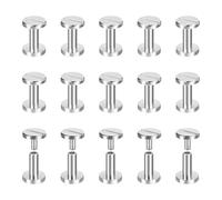 sourcing map 30Pack Brass Chicago Screws, 10x10mm Flat Head Screw Back Binding Post Nail Stud Rivets Fastener for DIY Leather Craft Belt Strap Silver