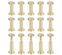 sourcing map 30Pack Brass Chicago Screws, 10x6mm Flat Head Screw Back Binding Post Nail Stud Rivets Fastener for DIY Leather Craft Belt Strap