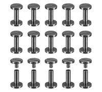 sourcing map 30Pack Brass Chicago Screws, 12x10mm Flat Head Screw Back Binding Post Nail Stud Rivets for DIY Leather Craft Belt Strap, Black