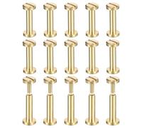 sourcing map 30Pack Brass Chicago Screws, 12x6mm Flat Head Screw Back Binding Post Nail Stud Rivets Fastener for DIY Leather Craft Belt Strap