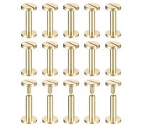 sourcing map 30Pack Brass Chicago Screws, 16x10mm Flat Head Screw Back Binding Post Nail Stud Rivets Fastener for DIY Leather Craft Belt Strap