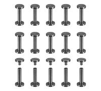 sourcing map 30Pack Brass Chicago Screws, 18x10mm Flat Head Screw Back Binding Post Nail Stud Rivets Fastener for DIY Leather Craft Belt Strap Black