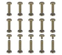 sourcing map 30Pack Brass Chicago Screws, 18x8mm Flat Head Screw Back Binding Post Nail Stud Rivets Fastener for DIY Leather Craft Belt Strap Bronze