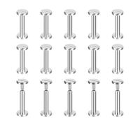 sourcing map 30Pack Brass Chicago Screws, 20x10mm Flat Head Screw Back Binding Post Nail Stud Rivets Fastener for DIY Leather Craft Belt Strap Silver