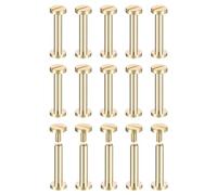 sourcing map 30Pack Brass Chicago Screws, 20x8mm Flat Head Screw Back Binding Post Nail Stud Rivets Fastener for DIY Leather Craft Belt Strap