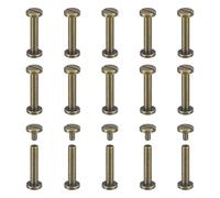 sourcing map 30Pack Brass Chicago Screws, 20x8mm Flat Head Screw Back Binding Post Nail Stud Rivets Fastener for DIY Leather Craft Belt Strap Bronze