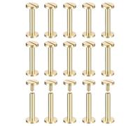 sourcing map 30Pack Brass Chicago Screws, 22x10mm Flat Head Screw Back Binding Post Nail Stud Rivets Fastener for DIY Leather Craft Belt Strap