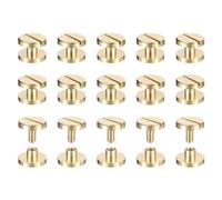 sourcing map 30Pack Brass Chicago Screws, 3x10mm Flat Head Screw Back Binding Post Nail Stud Rivets Fastener for DIY Leather Craft Belt Strap