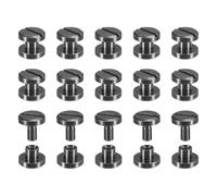 sourcing map 30Pack Brass Chicago Screws, 3x8mm Flat Head Screw Back Binding Post Nail Stud Rivets for DIY Leather Craft Belt Strap Black