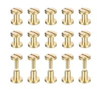 sourcing map 30Pack Brass Chicago Screws, 4x6mm Flat Head Screw Back Binding Post Nail Stud Rivets Fastener for DIY Leather Craft Belt Strap