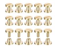 sourcing map 30Pack Brass Chicago Screws, 4x8mm Flat Head Screw Back Binding Post Nail Stud Rivets Fastener for DIY Leather Craft Belt Strap