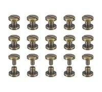 sourcing map 30Pack Brass Chicago Screws, 4x8mm Flat Head Screw Back Binding Post Nail Stud Rivets for DIY Leather Craft Belt Strap Bronze