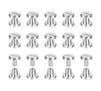 sourcing map 30Pack Brass Chicago Screws, 4x8mm Flat Head Screw Back Binding Post Nail Stud Rivets for DIY Leather Craft Belt Strap Silver