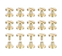 sourcing map 30Pack Brass Chicago Screws, 5x10mm Flat Head Screw Back Binding Post Nail Stud Rivets Fastener for DIY Leather Craft Belt Strap