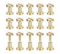 sourcing map 30Pack Brass Chicago Screws, 5x6mm Flat Head Screw Back Binding Post Nail Stud Rivets Fastener for DIY Leather Craft Belt Strap