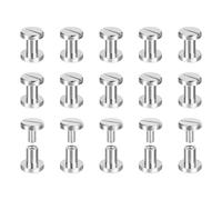 sourcing map 30Pack Brass Chicago Screws, 5x8mm Flat Head Screw Back Binding Post Nail Stud Rivets for DIY Leather Craft Belt Strap Silver
