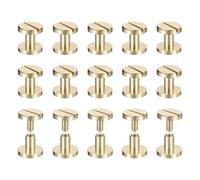 sourcing map 30Pack Brass Chicago Screws, 6x10mm Flat Head Screw Back Binding Post Nail Stud Rivets Fastener for DIY Leather Craft Belt Strap