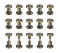 sourcing map 30Pack Brass Chicago Screws, 6x8mm Flat Head Screw Back Binding Post Nail Stud Rivets for DIY Leather Craft Belt Strap Bronze