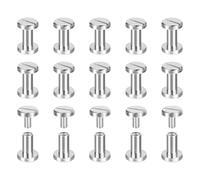 sourcing map 30Pack Brass Chicago Screws, 7x8mm Flat Head Screw Back Binding Post Nail Stud Rivets for DIY Leather Craft Belt Strap Silver