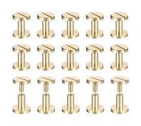 sourcing map 30Pack Brass Chicago Screws, 8x10mm Flat Head Screw Back Binding Post Nail Stud Rivets Fastener for DIY Leather Craft Belt Strap