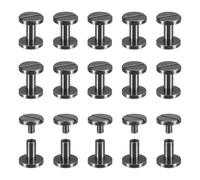 sourcing map 30Pack Brass Chicago Screws, 8x10mm Flat Head Screw Back Binding Post Nail Stud Rivets for DIY Leather Craft Belt Strap, Black