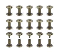 sourcing map 30Pack Brass Chicago Screws, 9x10mm Flat Head Screw Back Binding Post Nail Stud Rivets for DIY Leather Craft Belt Strap Bronze