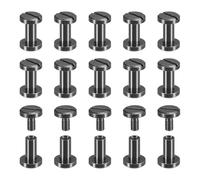 sourcing map 30Pack Brass Chicago Screws, 9x8mm Flat Head Screw Back Binding Post Nail Stud Rivets for DIY Leather Craft Belt Strap Black