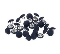 sourcing map 30pcs 16L Fabric Cloth Covered Button 10mm 3/8" Round Metal Shank Satin Sewing DIY Craft Buttons for Bridal Wedding Suits Dress Blouses Sweaters, Navy Blue