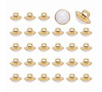 sourcing map 30PCS 16L Round Faux Pearl Buttons, 10mm Gold Metal Shank Sewing Button Replacement for Sewing Clothing Bridal Wedding Dress DIY Crafts, Bright White