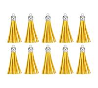 sourcing map 30Pcs 2.2 Inch Leather Tassels Keychain Charm with Silver Cap for Pendant Bracelet Jewelry Making DIY Craft Decoration, Yellow
