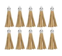 sourcing map 30Pcs 2.2 Inch Leather Tassels Keychain Charm with Silver Cap for Pendant Bracelet Jewelry Making DIY Craft Decoration, Khaki
