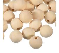 sourcing map 30Pcs 22mm Natural Wood Spacer Beads, 5mm Large Hole Unfinished Round Wooden Beads for DIY Crafting, Jewelry Making Bracelets